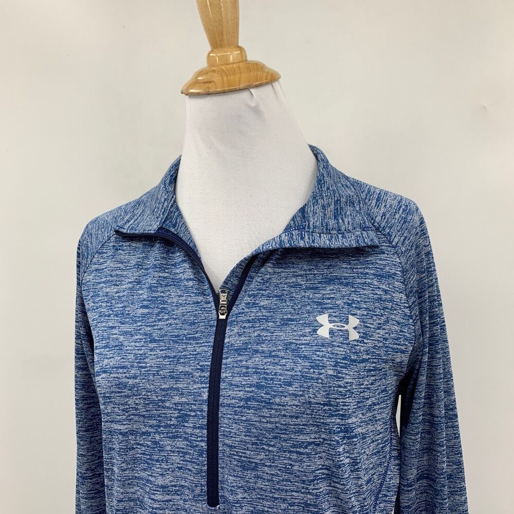 Under Armour Shirt Womens M Medium Blue Spacedye Half Zip Tech Twist HeatGear - Picture 3 of 13